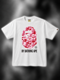 white and pink tee