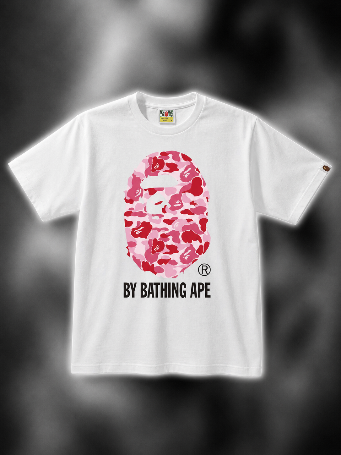 white and pink tee