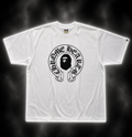 white and black tee