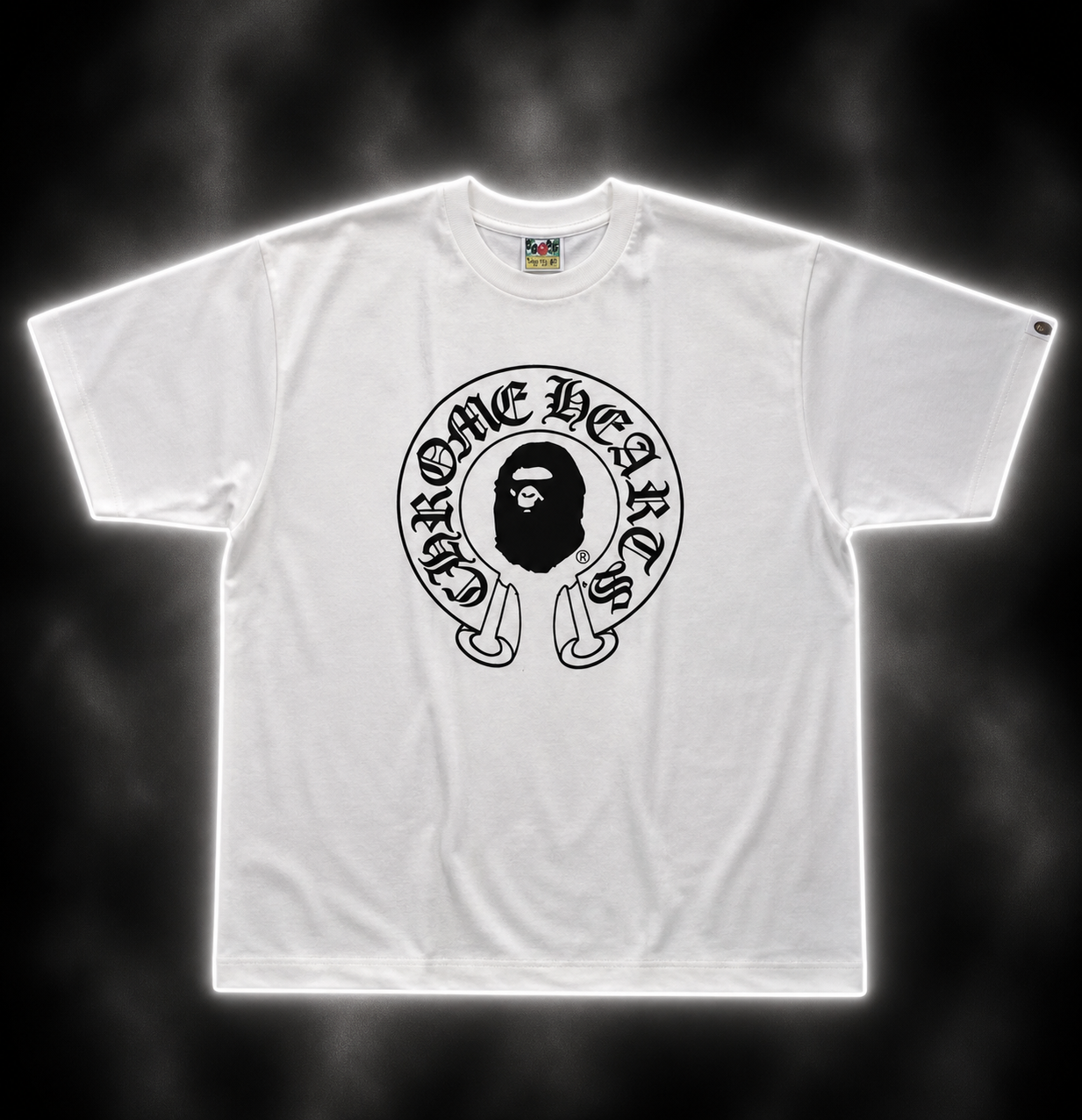white and black tee